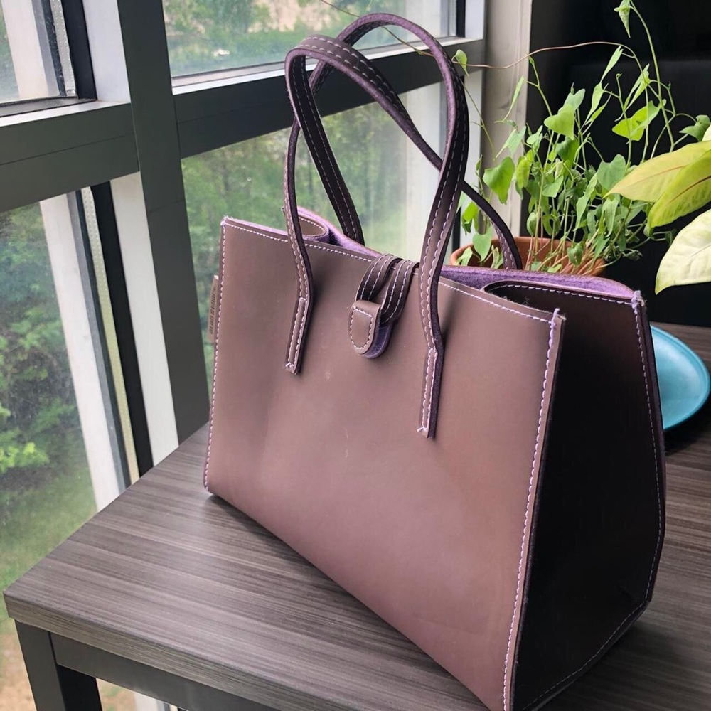 ♡ alan stuart brown and purple new york handbag ♡